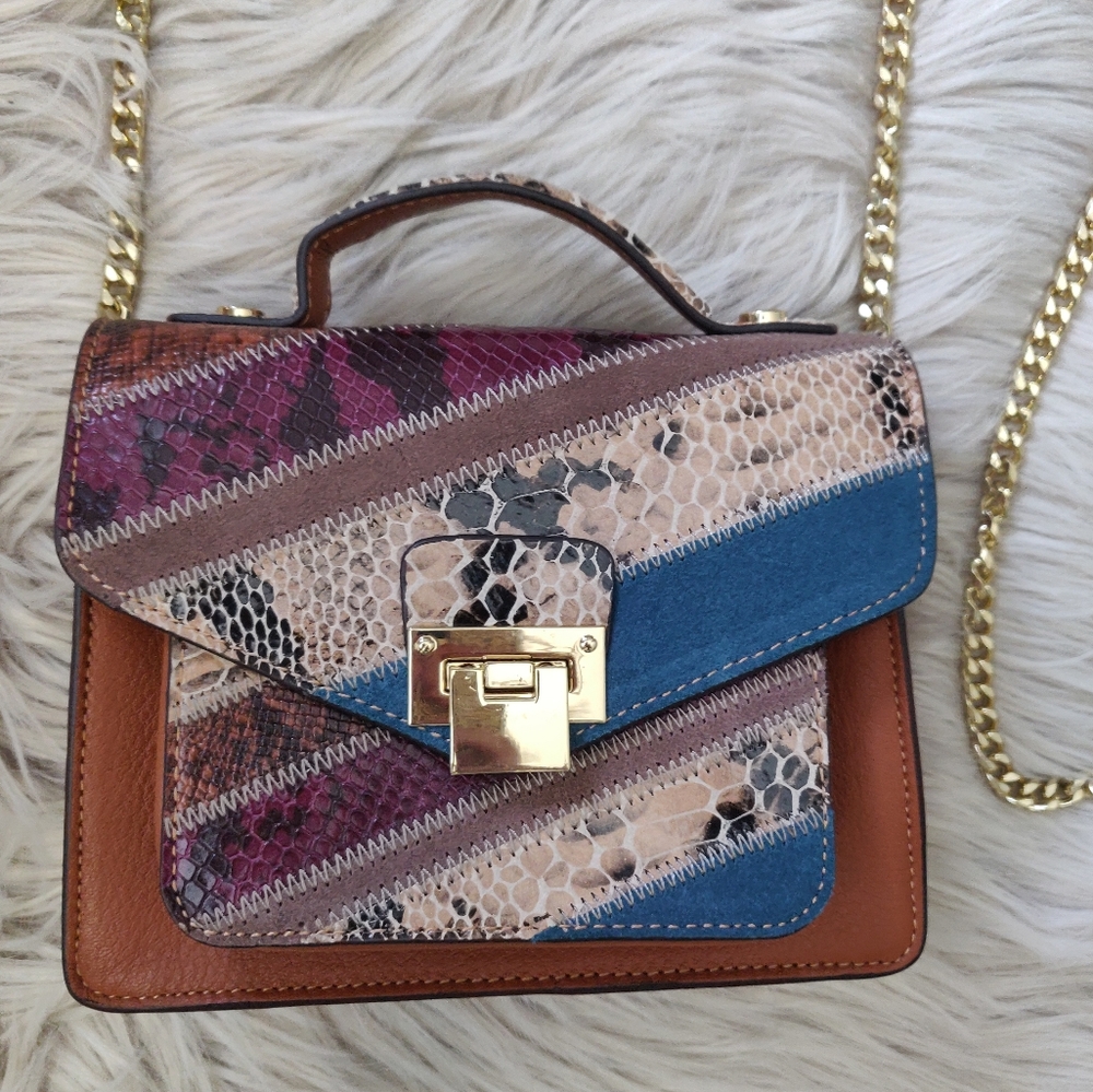 Sam Edelman Mini Crossbody Kylie Patchwork Brown